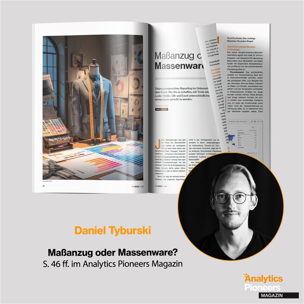 Artikel „Maßanzug oder Massenware?“ von Daniel Tyburski im Analytics Pioneers Magazin